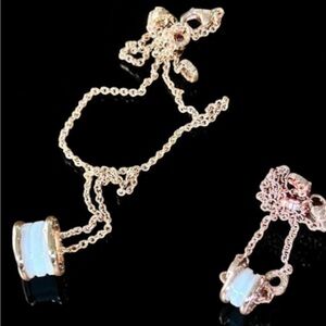 Spin Ring and Bracelet Set ROSE GOLD Plated Sterling Silver WHITE Enamel